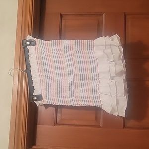 White multicolor ruffle shirt